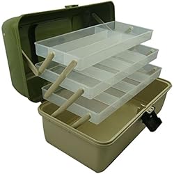 3 bandejas caja de aparejos de pesca, artesanía luxtons, compartimentos ajustables, caja Lunar Verde verde