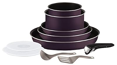Tefal L2029802 Set de poêles et casseroles - Ingenio 5 Essential Cassis Set 10 Pièces - Tous feux sauf induction