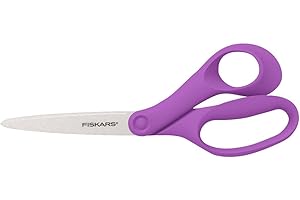 Fiskars Forbici per Ragazzi di 15-18 Anni, Per Destrimani, Lunghezza Totale: 20 cm, Acciaio Inox/Plastica, Violetto, 1067865