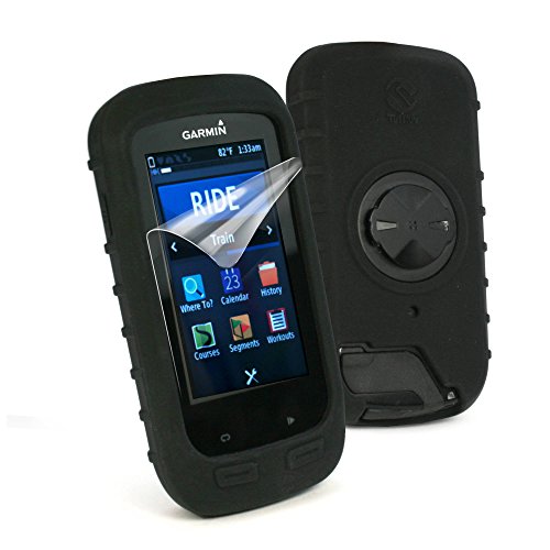 Tuff-Luv Funda de silicona para Garmin Edge 1000 protector de pantalla- Negro