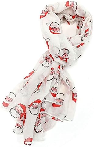 LilyRosa Santa Claus Father Christmas Scarf lovely Festive Xmas Scarves (Cream)