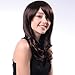 Bigood 51cm Charming Medium hairstyle Inclined bang curly Dark brown wig