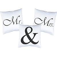 3er Set Kissen mit Druck Mr. & Mrs. Kissenbezüge mit Motiv 40x40 cm Kissenhüllen beidseitig bedruckt mit oder ohne Füllung