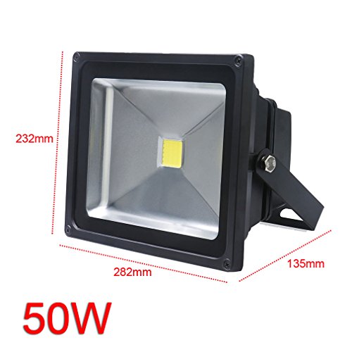 AuraLum® 5 Stück Warmweiß 50W LED Fluter Flutlicht Strahler IP65 Wasserdicht Außenstrahler Baustrahler Spot [Schwarz, 2800-3200K, AC85-265V] - 2