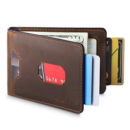 Herren Geldbörse - RFID minimalistisch Slim Front Pocket Card Travel Holder Clip CSBW (Braun CSBW8-DBCH2, One Size)