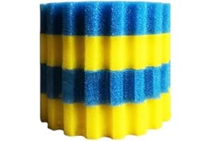 KYCHENBASE CPF-5000 Teichfilter Schwämme – Dualdichte Filterschaum für Druckteichfilter, Ersatz Filtermedium für CPF-5000 Druckteichfilter, Filtermatte Teich, Filterschwämme (2 x Gelb & 2 x Blau, Ø 26 cm)