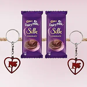 Natali Traders Valentine Gift For Girlfriend & Boyfriend | Dairy Milk Chocolates-Love Heart Key-chain-Love Gift For Wife-Husband-Fiancee-Fiance-Friends-Girls-Boys