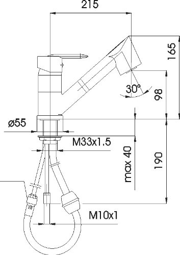 ausziehbare Küchenarmatur Spültischarmatur Küchen Wasserhahn mit ausziehbarer Brause von KFA Modell „CYRKON“ - 2