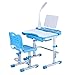 Produktbild WUPYI2018 Kinderschreibtisch Stuhl-Set,Schülerschreibtisch Schreibtisch Höhenverstellbar,mit Separate Schublade und LED-Augenschutzlampe (Blau)