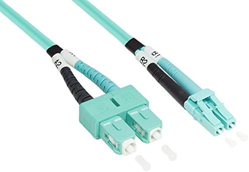 Good Connections LWL Duplex Patch Cable LC to SC Multimode 50/125 Inch Fibre Optic blue OM3 - Aqua/Türkis 10 m
