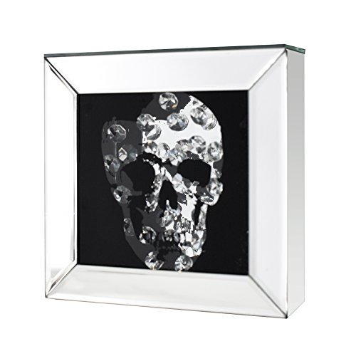 Exklusive Wandskulptur Bild MIRROR SKULL Diamond Skull 20x20 cm Wandbild Accessoire Dekoration