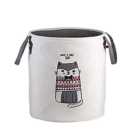 HomeFairy Cartoon Animali cesta portaoggetti, Baby Toy Storage portabiancheria con Manici per riporre i Vestiti, Organizer, Pet Toy stoccaggio Pieghevole Contenitore Grey Cat