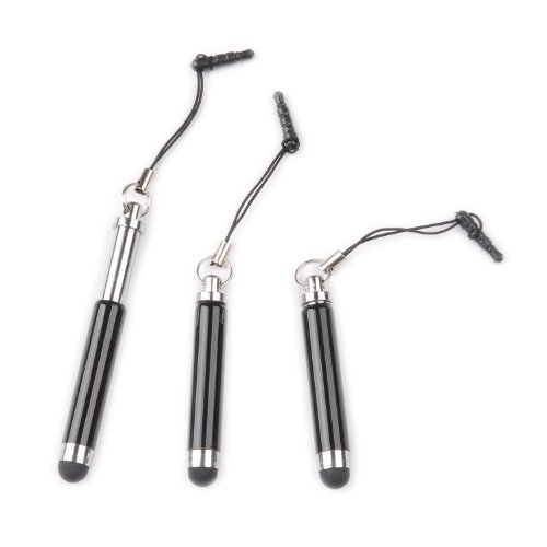 tinxi® 3x universal ausziehbar Mini Stylus Stift Touch Pen Eingabestift mit 3.5 mm Staubschutz für alle Geräte mit kapazitiven Touchscreen Smartphone Handy PDA Tablet PC wie Apple iPhone 6 5s 5 4s 4 Samsung Galaxy S5 S2 S3 S4 S3 mini i8190 S4 mini S5830 S5830i S5360 Galaxy Note 3 Alcatel One Touch Pop C7 Sony Xperia Nokia Lumia 630 LG Google Nexus HTC Huawei / iPad Air iPad mini 2 Samsung Galaxy Tab 4 2 Tab 3 lite 7.0 Tab 3 10.1 P5200 Acer Iconia B1 A510 A511 A700 Asus Odys Sony Lenovo u.v.a...