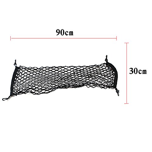 Tinksky Elastischer Nylon Gepäcknetz Kofferraum Inhaber Speicher Organizer – 90 * 30CM (Schwarz) - 9