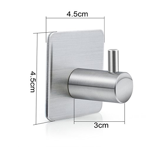 ZWOOS 4 Stk Selbstklebender Haken 3M Aufkleber Kleiderhaken Edelstahl Rostfrei Bad und Küche Handtuchhalter Kleiderhaken - 2