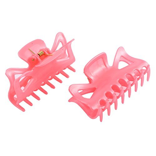 Plastic Women Spring Loaded Claws Hair Clip Clamp Hairpin 2 Pcs Pink