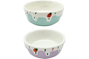 Balacoo 2Pcs Ceramic Pet Bowl: Round Ceramic Small Animal Food Dishes for Guinea Pigs, Hamsters, Rabbits, Degus, and Ferrets