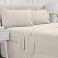 lalaLOOM Luxury Queen 4 Piece Sheet Set, Soft Microfiber, Extra Deep Pocket Pillowcases Sets, Breathable Linen Bed Sheets, Hotel Quality Bedding, Wrinkle Stain and Fade Resistant, Cream