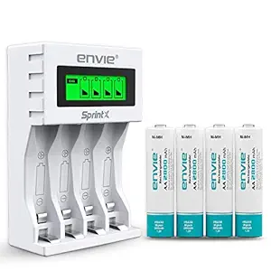 ENVIE (ECR11MC + 2800 4PL) Sprintx Ultra Fast Charger ECR 11 MC for AA & AAA Ni-MH Rechargeable Batteries with 4xAA2800 Rechargeable Batteries | with Over Charge Protection