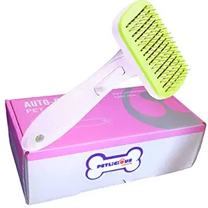 Petlicious & More (White - Green) Pet Grooming Brushes Set Self-Cleaning Slicker Brush and Massage Brush for Dogs and Cats Easy to Clean Pet Deshedding Grooming Tools for Long haired to Short haired