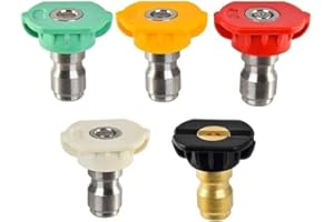 DERASL Multi-Degree Pressure Washer Nozzle - 1/4" Quick Connect, High-Pressure Tips for Roof and Path Cleaning