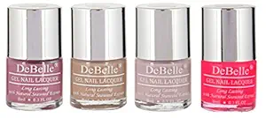 DeBelle Pastel Nail Polish Combo Kit of 4 , Laura Aura (Light Majenta), Coco Bean (Light Brown), Vintage Frost (Pastel Purple), Fuschia Rose (Bright Pink),32 ml (8 ml each) Gifts for girls