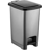 Pedallı Plastik &Ccedil;&ouml;p Kovası, Siyah Kapaklı Gri, (40 Litre)