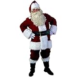 ZKOO Trajes de Papá Noel 10 piezas Disfraces de Navidad Conjunto para Adulto Navideños Cosplay Ropa Rojo para la altura 175-190cm