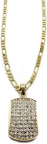 NIDABI MAN Gold Look Dog Tag Pendant Chain Necklace 60 cm CS10057G
