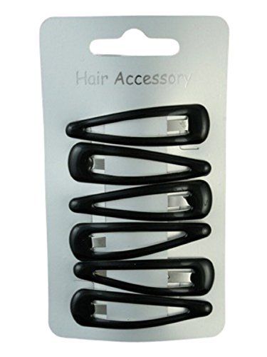 Set of 6 Black Enamelled Metal Hair Clips Snap Bendies Sleepies 5cm (2") by Pritties Accessories