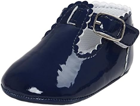 Infant Shoes with Buckle Baby Letter Princess Soft Sole Shoes Toddler Sneakers Casual Newborn Girl Boys First Walking (Age 12~18 Month, Navy)