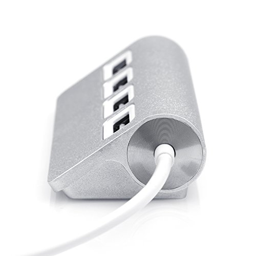 CSL – 4 Port USB Hub| 4 Port Verteiler | Windows, Linux und Mac | Notebook / Netbook / Laptop / Ultrabook / Tablet-PC / Macbook | Anti Print | Alu-Optik silber - 2
