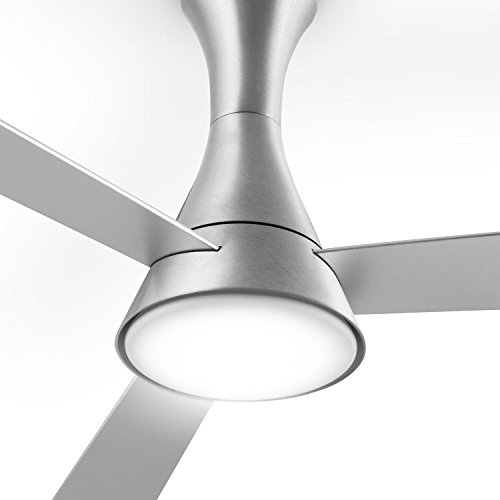Klarstein • Steeletto • Deckenventilator • mit Beleuchtung und Fernbedienung • 3 Rotorblätter • 134 cm Durchmesser • zwei Drehrichtungen • niedriger Stromverbrauch • Halogenstab bis 80 Watt • einfache Montage • Milchglas und Aluminium • silber - 4