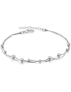J.Vénus Damen Fußkettchen，Kugel Fußkette 925 Sterling Silber für Damen，Schmuck mit Geschenkbox