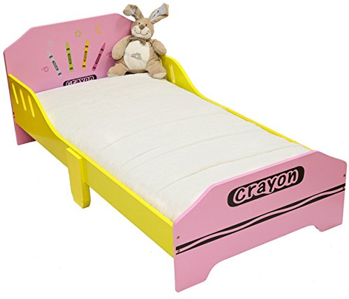 Bebe Style Children's Junior Wooden Bed (Pink, Crayon Themed)