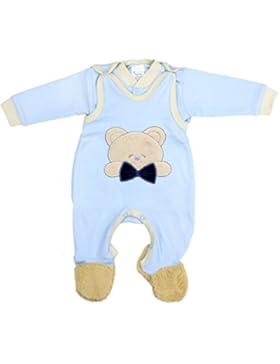 TupTam Baby Strampler mit Teddygesicht Babyjäckchen Baby-Set Jungen 2-tlg. Stramplerset Outfit