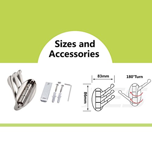 Schwenkbare Haken, PHOEWON Gebürstetes Nickel Metall Haken Edelstahloptik Handtuchhalter Edelstahl Wandhaken Handtuch Mantel Haken für Küche, Schlafzimmer, Bad, Türen - 2