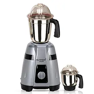 Sunmeet Silver Color 1000Watts Mixer Grinder with 2 Jar (1 Large Jar and 1 Chutney Jar) MAN20-SUN-843 Make in India 100% Copper