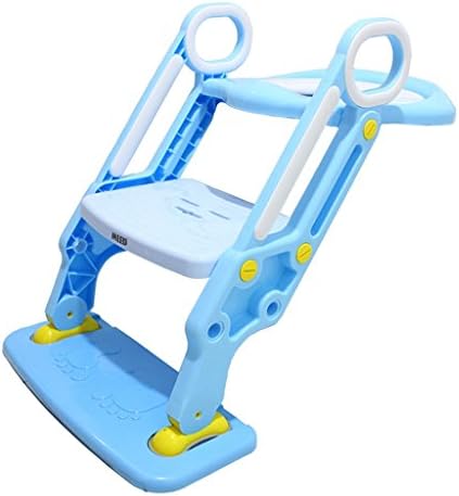 YFF-Baby Toddler Toilet Seat Blue Safe and Comfort Non-slip Suitable for 1-7 Years Old Baby Potty Toilet Seat Adjustable Height Environmental Protection Toilet Ladder Boy Girl Folding Seat Toilet Training Max. 75kg