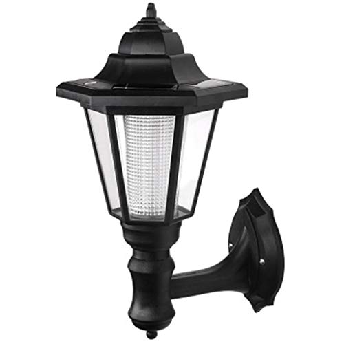 Preisvergleich Produktbild Außensechskant-Solarwandleuchte, dekorative LED-Lichtquelle ohne Verdrahtung, für Veranda, Schwarz
