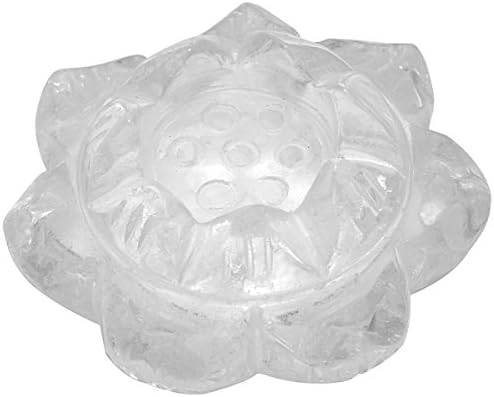 mookaitedecor Synthetic Clear Quartz Healing Crystal Tealight Candle Holder/Ball Stand Lotus Flower Decoration for Home Table