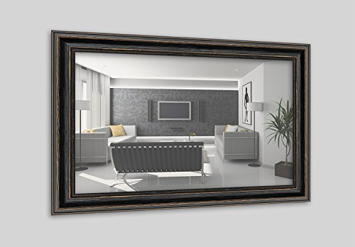 WandStyle H550-010 Wandspiegel Spiegel Barock Modern Antik Massivholz Schwarz (70 x 100 cm)