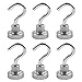 Price comparison product image NPET 6 Pack Super Strong Magnets Hooks Pull Heavy Duty Neodymium Silver Metal Magnetic Lift Hooks Hanging Hook Set for Indoor or Outdoor Use Saving Your Space 16mm Diameter Up To 20LB