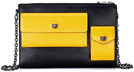 GMS467 Geometric Purse PU Leather Chain Crossbody Purse Clutch Purses For Women, Handbag Metal Chain Bag Shoulder Messenger Bag Ladies Handbag Fashion Envelope Bag (Color : Yellow)