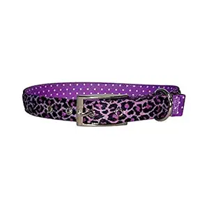 Yellow Dog Design Uptown Collar, Medium, Purple Leopard on Purple Polka