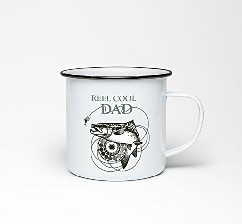 Reel Cool Dad Mug Fishing Carp Angler Fly Fish Coffee Cup Tea Enamel Dad Gift