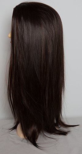 22" Ladies 3/4 Half Fall Wig - Straight Style - Dark Brown / Dark Auburn Highlights #4H33 - High Quality Kanekalon Synthetic Fibre - Clip in Hair Piece - Looks and Feels Like Real Hair - 250g by Elegant Hair
