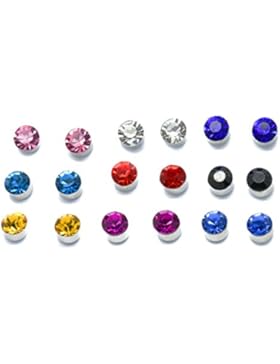 9Set Magnet Ohrstecker bunt Kristall Ohrstecker für Mädchen