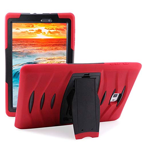 Preisvergleich Produktbild Hybrid Schutzhülle Full Cover Ständer Halter Staubdicht Stoßfest Kratzfestigkeit Geeignet Für Samsung Galaxy Tab A (Rot 10,1 Zoll)