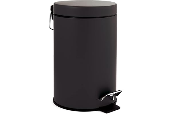 GELCO Design 709756 Poubelle A Pedale 3L, Métal, Noir, 22,5 x 17 x 26 cm